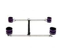 Rimba Bondage Play Barre d'écartement double avec poignets souples Noir/Violet One Size