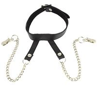 Rimba Bondage Play Collier avec pinces à seins et chaînettes pour femme Noir/Argent One Size