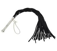 Rimba Bondage Play Fouet avec poignée aluminium et lanières suède Noir 78 cm