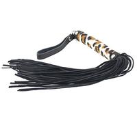 Rimba Bondage Play Fouet petit avec 38 lanières Noir/Imprimé Léopard 35 cm