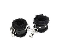 Rimba Bondage Play Menottes rembourrés avec cadenas et fourrure Noir One Size