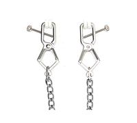Rimba Bondage Play - Pinces à tétons réglables avec chaîne Argent 9 x 3 cm