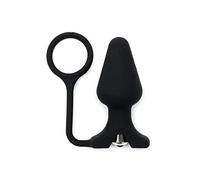 Rimba Bondage Play Silicone Butt Plug with Cockring Noir Ø 4.4 cm