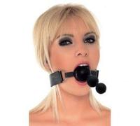 Rimba Latex Play Fermeture de la bouche avec trois boules Noir One Size