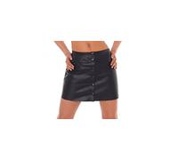 Rimba Mini Jupe avec Bouton-pression en Cuir Noir Taille 42