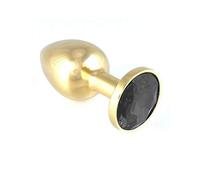 Rimba Plug anal DORÉ, PETIT avec cristal (unisexe) Plugs anals Or/Noir 3 x 7,3 cm