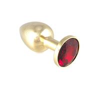 Rimba Plug anal DORÉ, PETIT avec cristal (unisexe) Plugs anals Or/Rouge 3 x 7,3 cm