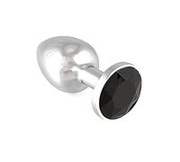 Rimba XS - plug anal métallique argenté à pierre noire