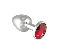 Rimba Plug Anal en Acier Inoxydable avec Cristaux Rouge Diamètre 2,4 cm X 5,7 cm