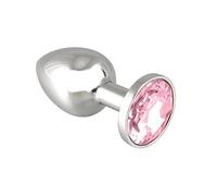 Rimba Plug anal, PETIT avec cristal (unisexe) Rose/Argent Ø 3 x 7,3 cm