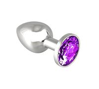 Rimba Plug anal, PETIT avec cristal (unisexe) Violet/Argent Ø 3 x 7,3 cm