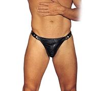 Rimba Sexy String pour Homme en Cuir Noir Taille Réglable