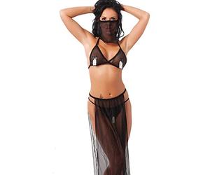 Rimba Sexy Uniforme Femme Orientale Noir/Transparent Taille Unique