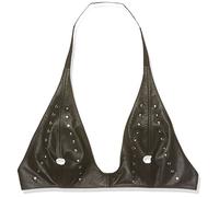 Rimba Soutien-Gorge avec Ouverture pour Mamelons Orné de Rivets en Cuir Noir Taille Unique
