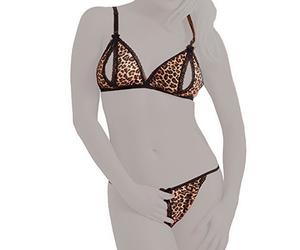 Rimba Soutien-Gorge + Slip Ouvert avec Motif Léopard Taille Unique