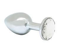 Rimba XS - plug anal métal argenté - bijou transparent