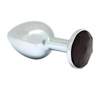 Rimba XS - plug anal métal argenté - pierre noire