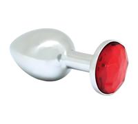Rimba XS - plug anal métallique avec pierre rouge (argent)