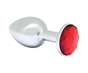 Rimba XS - plug anal métallique avec pierre rouge (argent)