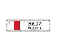 Rimego Panneau de la capitale de la Valletta, cadeau de Malte, plaque d'art mural, plaque de rue de la capitale Valletta, panneau en aluminium rétro de Malte, 8 x 30 cm