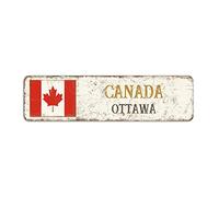 Rimego Panneau de la capitale d'Ottawa - Plaque d'art mural - Plaque de rue de la capitale d'Ottawa - Panneau rétro en aluminium du Canada - 8 x 30 cm