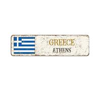 Rimego Panneau de rue Greece Pride - Cadeau de Grèce, Capitale d'Athènes - Souvenir de campagne vintage pour décoration murale de route de campagne - 8 x 30 cm