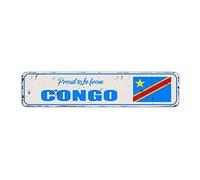 Rimego Plaque murale « Proud to Be from Congo » en aluminium rétro avec drapeau du Congo - 10 x 45 cm