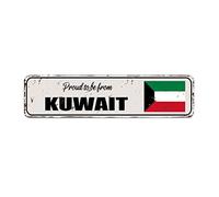 Rimego Plaque murale « Proud to Be from Kuwait », cadeau Koweït, plaque de rue « Proud to Be from Kuwait », panneau en aluminium rétro du Koweït, 15 x 60 cm