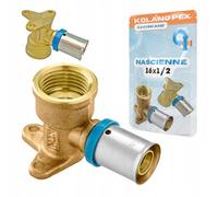 Rimex Raccord mural à vis - Rondelle murale 16 mm x 1/2" - Raccord à compression PEX avec support - Contour U - Montage mural - Laiton - Eau potable et chauffage - 1 pièce