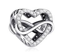 Rimgoris 925 Sterling Silver Charm Femmes Bracelets Collier Crâne Coeur Pendentif Rubis Pendentif Coeur Or Rose bicolore Interlock Double Étoiles & Lune ile d'Ange Amour Pensée