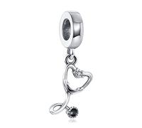 Rimgoris Breloque en argent sterling 925 pour femme, bracelets, collier, stéthoscope, pendentif en forme de cœur, cadeau de Saint-Valentin, pour la fête des infirmières, pour femmes et filles