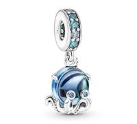 Rimgoris Charm en argent 925 pour femmes Bracelets Collier Breloque Pieuvre de l'Océan Gemmes Bleues Cadeau Pendentif
