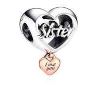 Rimgoris Charm en argent 925 pour femmes Bracelets Collier Cadeau à breloques en forme de coeur pour la sœur de toujours