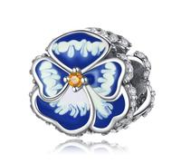 Rimgoris Charm en argent 925 pour femmes Bracelets Collier Pensée Bleue Clips Pendentifs Charm Cadeau