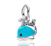 Rimgoris Charme Breloque Turquoise Blue Whale Pendant Argent Sterling 925 Femmes Charms et Perles avec 5A Zircone Compatible pour Européen Bracelets Collier