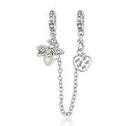 Rimgoris Collier en argent sterling 925 avec pendentif chaîne de sécurité « Ver luisant » et zircone pour la fête des Mères.