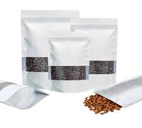 Rimiko 100 Pcs Sachets Alimentaires Debout avec Fenêtre Transparente, Sachet Zip Refermable Aluminium Stand up, Sac Pochette Mylar pour Conservation des Aliments (Blanc,16x24cm)