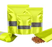 Rimiko 100 Pcs Sachets Alimentaires Debout avec Fenêtre Transparente, Sachet Zip Refermable Aluminium Stand up, Sac Pochette Mylar pour Conservation des Aliments (Vert,12x20cm)