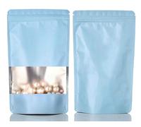 Rimiko 100 Pcs Sachets Alimentaires Debout avec Fenêtre Transparente, Sachet Zip Refermable Aluminium Stand up, Sac Pochette Mylar pour Conservation des Aliments (Bleu Ciel,10x15cm)