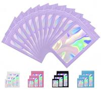 Rimiko 100 Pcs Sachets Refermable Zip Mylar, Sachet Hermétique Aluminium, Sachets Plastiques Zip, Pochon Zip Holographique pour Stockage Aliments et Emballage (Violet et Holographique,9x16cm)