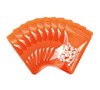 Rimiko 100 Sachets Refermables Zip Transparent, Pochons Zip Alimentaire, Sachets Plastiques Hermétique pour Vente et Stockage Objets, Echantillons, Emballage en Détaill (Orange, 14x20 cm)
