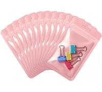 Rimiko 100 Sachets Refermables Zip Transparent, Pochons Zip Alimentaire, Sachets Plastiques Hermétique pour Vente et Stockage Objets, Echantillons, Emballage en Détaill (Rose, 10,5x15 cm)