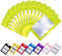 Rimiko 50 Pcs Sachets Zip Aluminium avec Fenêtre, Pochon Zip Hermétique avec Trou de Suspension, Sac Mylar Refermable Transparent pour Emballage et Stockage des Aliments, Objets (Vert, 7,5 x 12 cm)