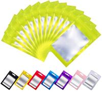 Rimiko 50 Pcs Sachets Zip Aluminium avec Fenêtre, Pochon Zip Hermétique avec Trou de Suspension, Sac Mylar Refermable Transparent pour Emballage et Stockage des Aliments, Objets (Vert, 16x24 cm)
