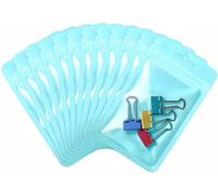 Rimiko 50 Sachets Refermables Zip Transparent, Pochons Zip Alimentaire, Sachets Plastiques Hermétique pour Vente et Stockage Objets, Echantillons, Emballage en Détaill (Bleu Ciel, 9x16cm)