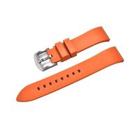 Rimmean 1 pièce Bracelet de montre classique en caoutchouc fluoré FKM avec système dégagement rapide, 22-23-24 mm, compatible toutes les marques bracelets plongée(Orange Silver,24mm)
