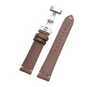 Rimmean Bracelet de montre à boucle papillon en cuir veau marron, 1 pièce, disponible 22 mm, 20 et 18(Dark Brown,22mmGold Buckle)