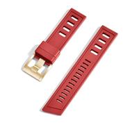 Rimmean Bracelet de montre élégant en caoutchouc FKM 22 mm for homme, robuste et résistant, avec boucle argentée/noire/dorée (1 pièce)(Red-Gold Buckle)