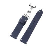 Rimmean Bracelet de montre en cuir avec boucle papillon (1 pièce), disponible 18 mm, 20 et 22 Fermeture à glissière for bracelet PU(Blue,22mm)