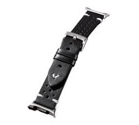 Rimmean Bracelet de Montre en Cuir Respirant, traité à l'huile et la Cire, fabriqué Main, for Galaxy Watch 8/Classic 40/44 mm(Black,22mmBlack Adapter)